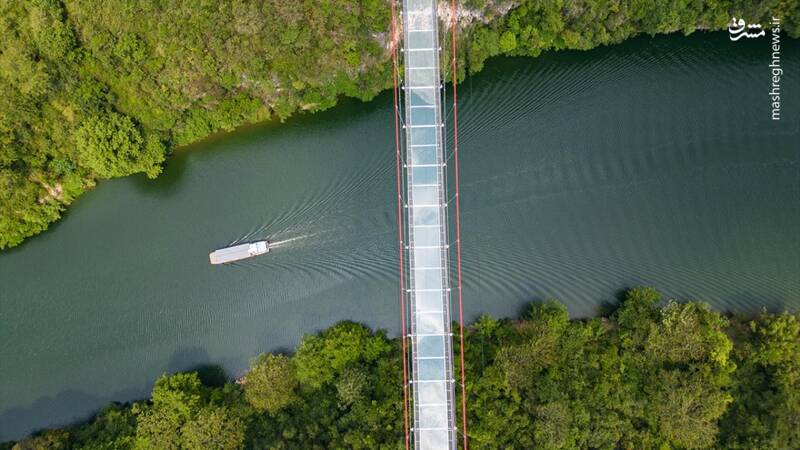 تصاویر هوایی از پل شیشهای معلق در چین