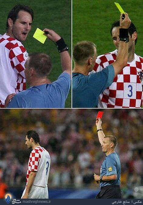 اخراج عجیب یک بازیکن پس از ۳ کارت زرد! +عکس و فیلم