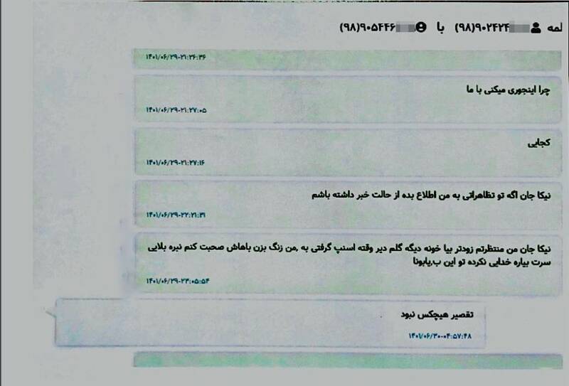 آخرین پیام نیکا شاکرمی خطاب به مادرش: تقصیر هیچکس نبود!+ عکس 8