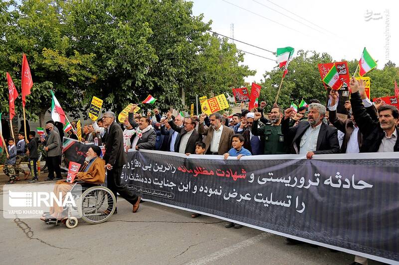 راهپیمایی مردم بجنورد در محکومیت جنایت تروریستی حرم شاهچراغ علیه‌السلام