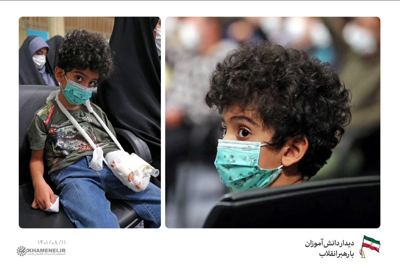 دیدار «آرتین سرایداران» از مجروحین حادثه شاهچراغ با رهبر انقلاب +عکس و فیلم