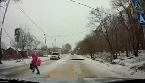 فیلم/ انحراف خودرو از جاده به دلیل عبور یک کودک
