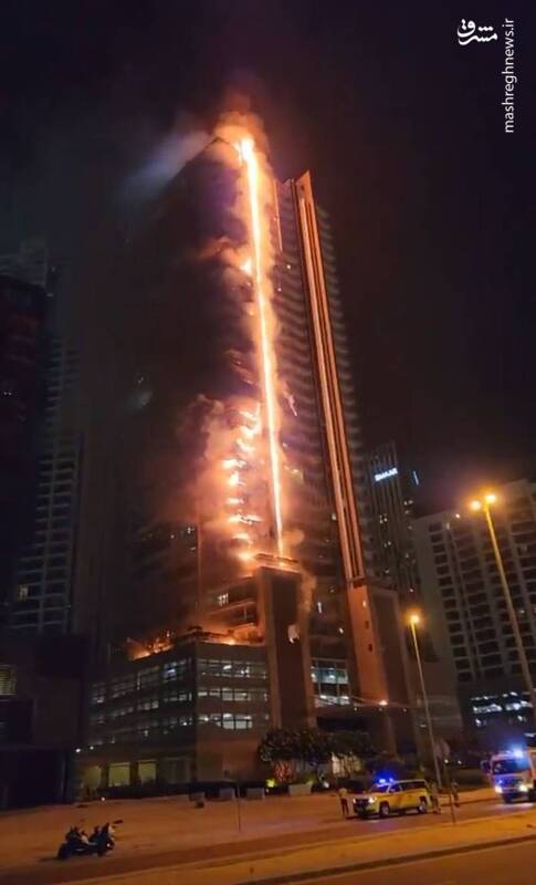 عکس/ آتشسوزی گسترده در برج مسکونی دبی