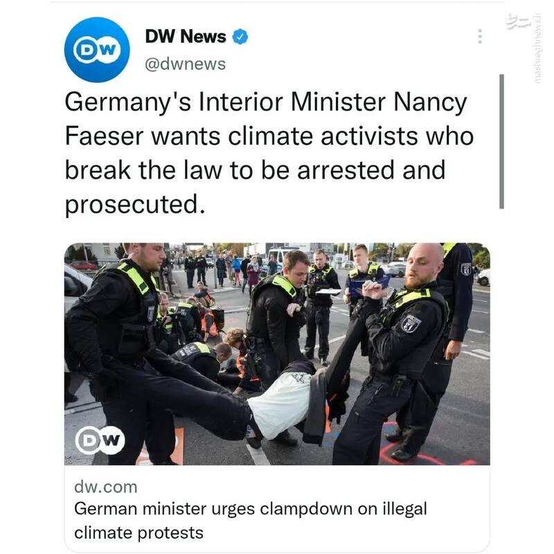 حمایت دولت آلمان از سرکوب معترضان در این کشور