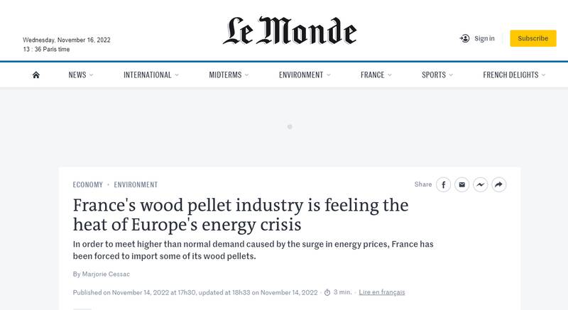 افزایش معنادار تقاضا برای هیزم در فرانسه/ «زمستان سخت» عملیات روانی روسی نیست!