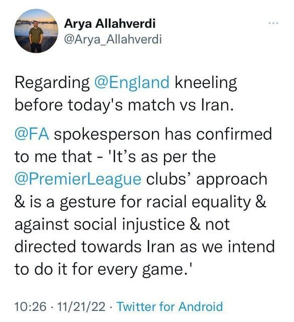 رئیس اتحادیه فوتبال انگلیس: زانو زدن بازیکنان به خاطر ناعدالتیهای اجتماعی است