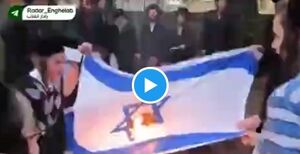 یهودی‌های انگلیس و آمریکا درحال آتش زدن پرچم اسرائیل+ فیلم