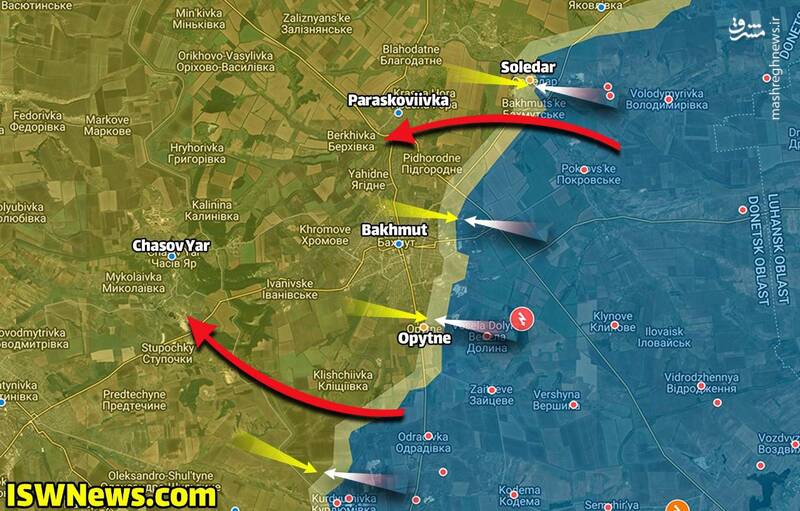 ارتش روسیه در آستانه محاصره شهر باخموت/ امریکا موشک‌های دوربرد SDB را به اوکراین تحویل می‌دهد؟ +نقشه و تصاویر