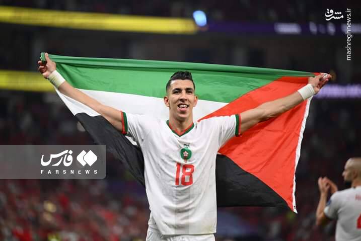 جشن صعود مراکشیها با پرچم فلسطین +عکس و فیلم