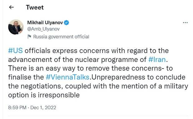 «اولیانوف» رفتار آمریکا در قبال رفع تحریمها راغیرمسئولانه خواند