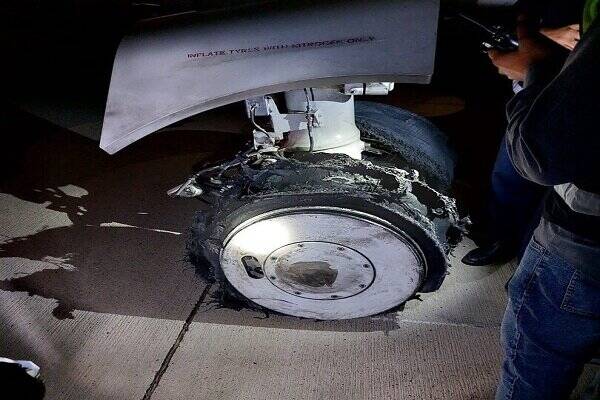 ترکیدن لاستیک هواپیما در فرودگاه بغداد+تصاویر