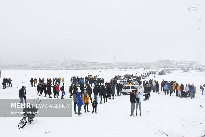 عکس/ تیوپ سواری اراکیها با اولین برف