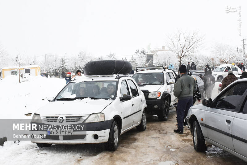 عکس/ تیوپ سواری اراکیها با اولین برف