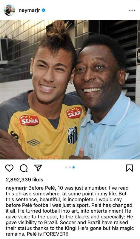 واکنش نیمار و امباپه به درگذشت "پله" اسطوره فوتبال +عکس
