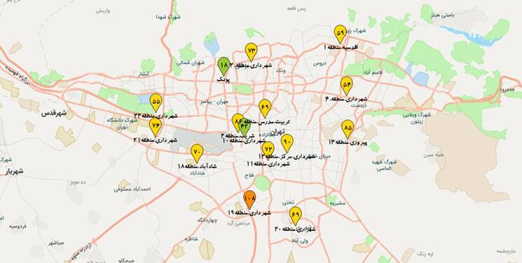 کیفیت هوای تهران در وضعیت زرد قرار گرفت