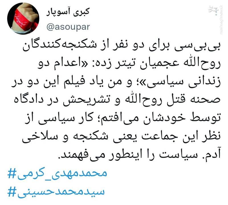 کار سیاسی از نظر این جماعت یعنی شکنجه و سلاخی آدم