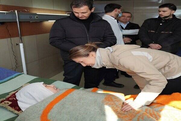 بازدید بشار اسد و همسرش از مصدومان زلزله سوریه