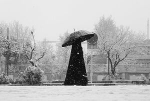 تصاویر سیاه سفید از بارش برف در تهران