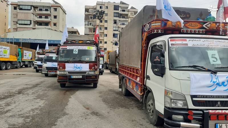 اولین کاروان کمک های حزب الله لبنان راهی سوریه شد+ عکس