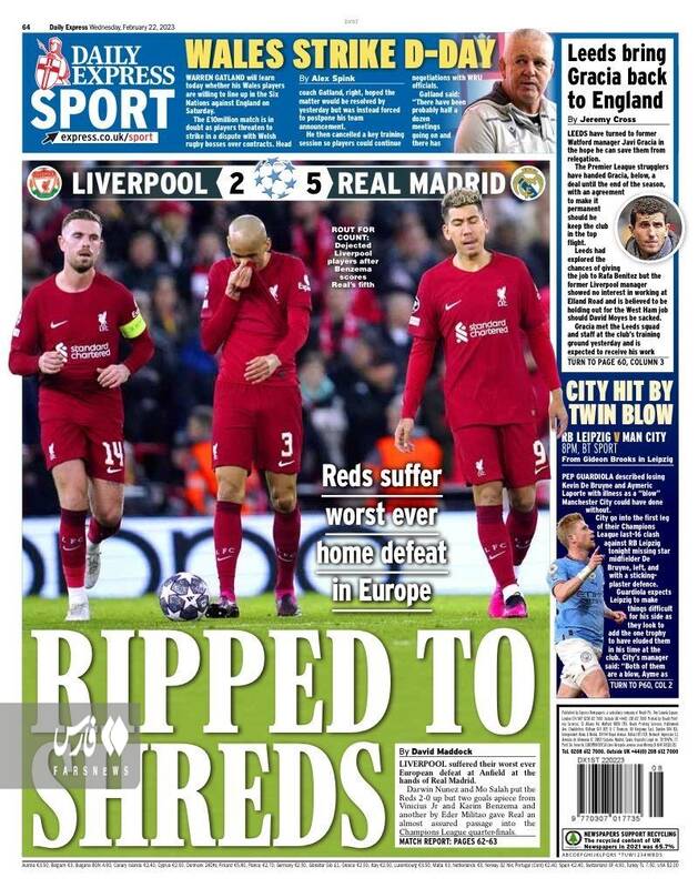 واکنش رسانهها به شب تاریخی آنفیلد/ از رژه قهرمانانه رئال تا صورت سرخشده لیورپول +عکس