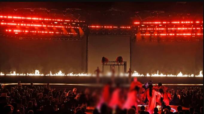 مناسک شیطانی سرخپوشان در پسزمینه آتش دوزخ/ کفروَرزی ابرستاره هیپ هاپ با کلمه مقدس «هو» +تصاویر