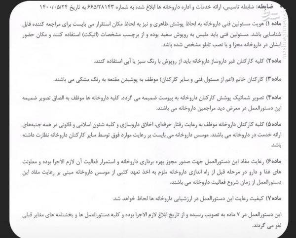 کارکنان داروخانهها موظف به پوشیدن مقنعه شدند 3