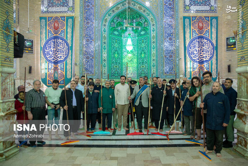 عکس/ غبارروبی مسجد مقدس جمکران در آستانه نیمه شعبان