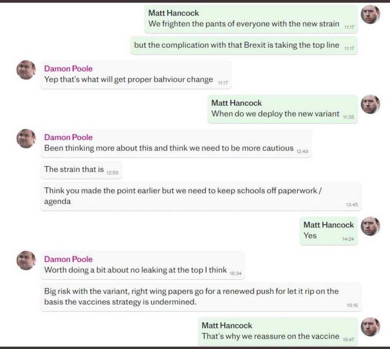 پیامهای واتساپی وزیر بهداشت انگلیس رسوایی آفرید/آیا کووید ۱۹ یک برنامهی «هراسافکنی» عمومی بود؟+عکس