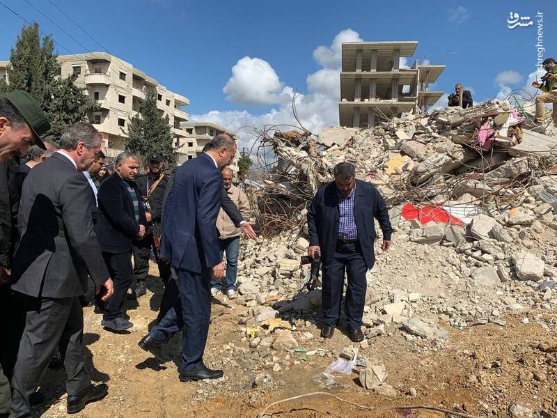 عکس/ حضور امیرعبداللهیان در مناطق زلزلهزده سوریه