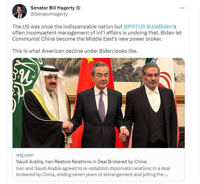 عصبانیت سناتور آمریکایی از توافق ایران و عربستان