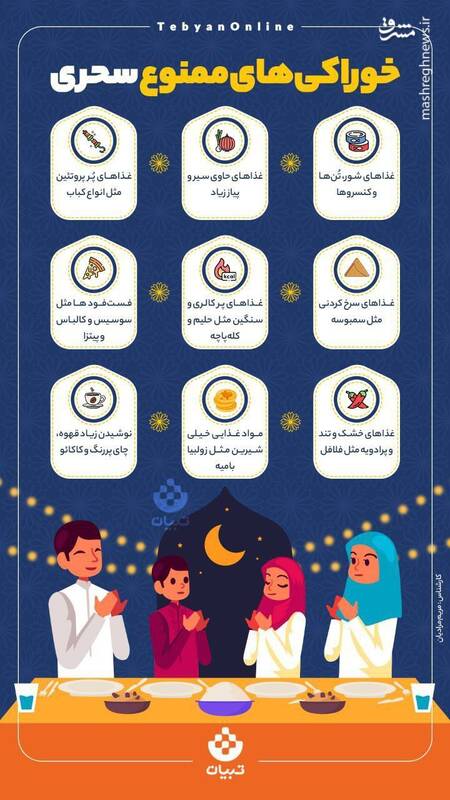 اینفوگرافی/ خوراکیهای ممنوع سحری