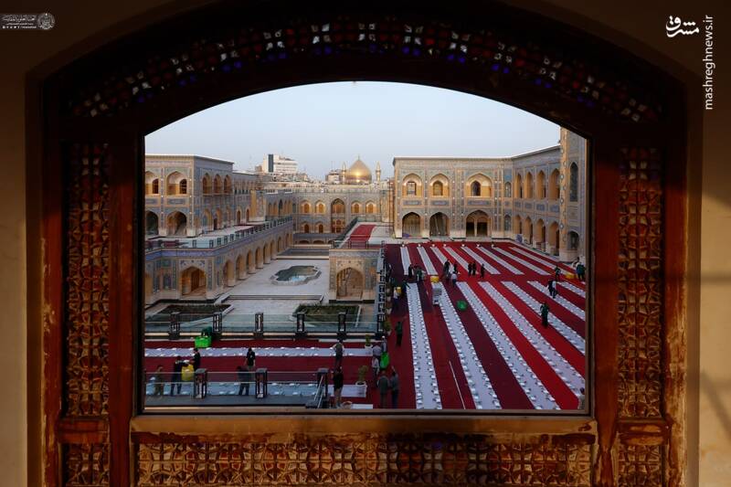 عکس/ ضیافت افطار در صحن حضرت زهرا(س) در نجف