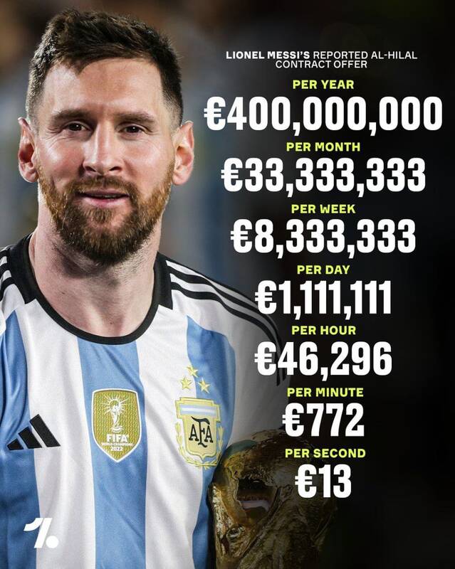 دستمزد مسی در عربستان به ساعت، دقیقه و ثانیه+عکس