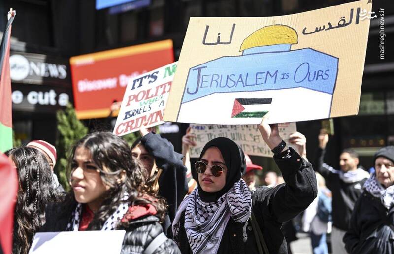 عکس/ تجمع آمریکاییها در حمایت از مسجدالاقصی