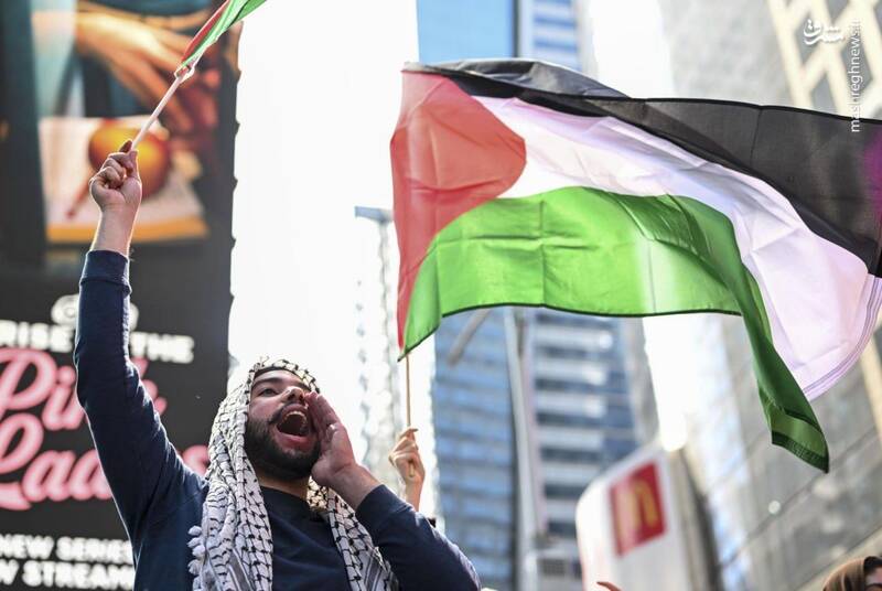 عکس/ تجمع آمریکاییها در حمایت از مسجدالاقصی