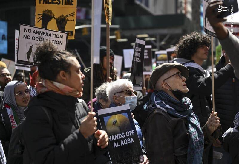 عکس/ تجمع آمریکاییها در حمایت از مسجدالاقصی