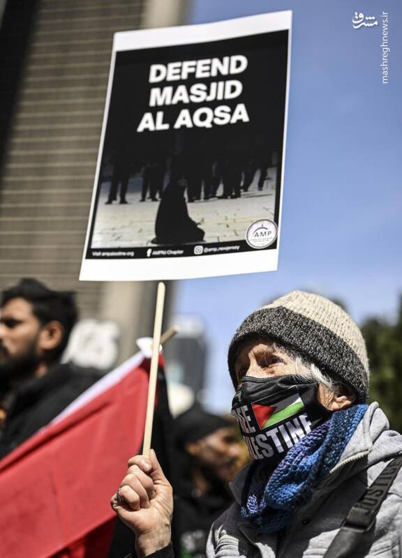 عکس/ تجمع آمریکاییها در حمایت از مسجدالاقصی