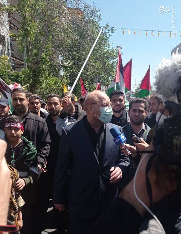 حضور قالیباف در راهپیمایی روز قدس + عکس