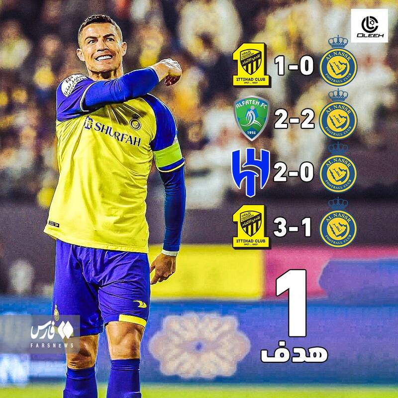 ناکامی رونالدو مقابل غولهای فوتبال عربستان +عکس