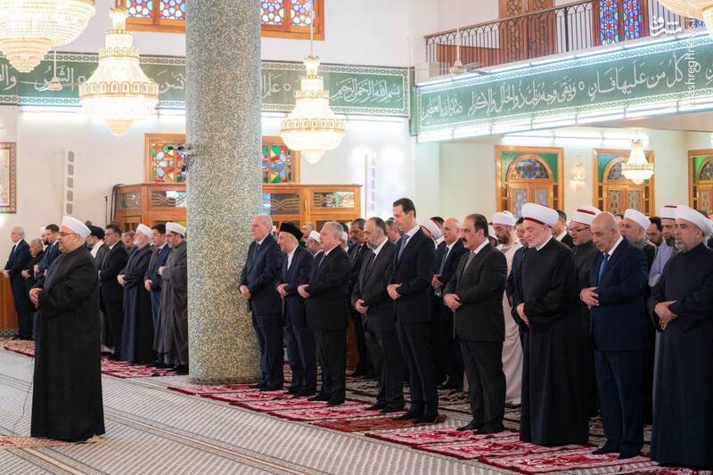 عکس/ نماز عید فطر در سوریه با حضور «بشار اسد»