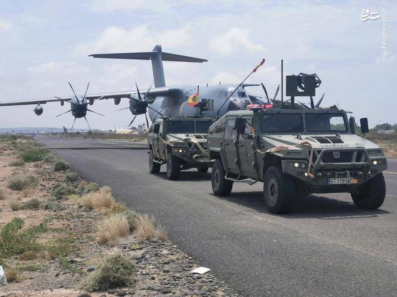هواپیمای نظامی اسپانیایی در حال برخواستن از فرودگاه سودان