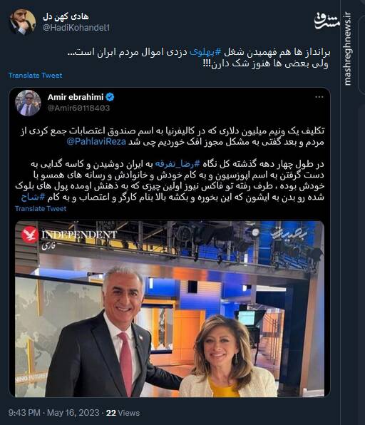 براندازها هم فهمیدن شغل پهلوی دزدی اموال مردم ایران است