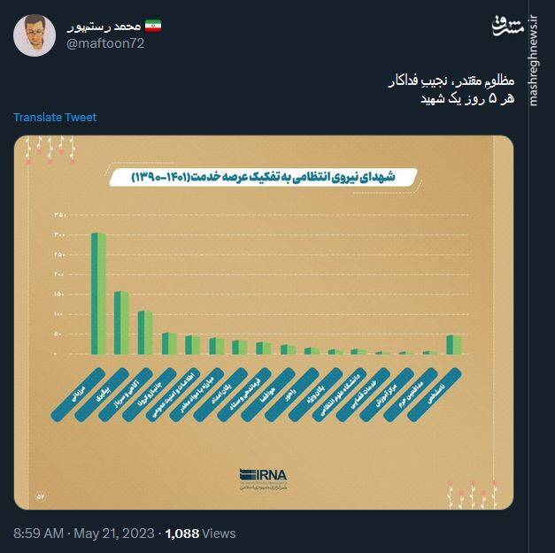 مظلومِ مقتدر، هر ۵ روز یک شهید