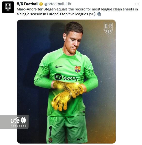 دروازهبان بارسلونا تاریخساز شد +عکس