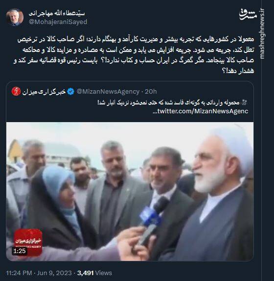 کنایه مهاجرانی به نحوه عملکرد گمرک