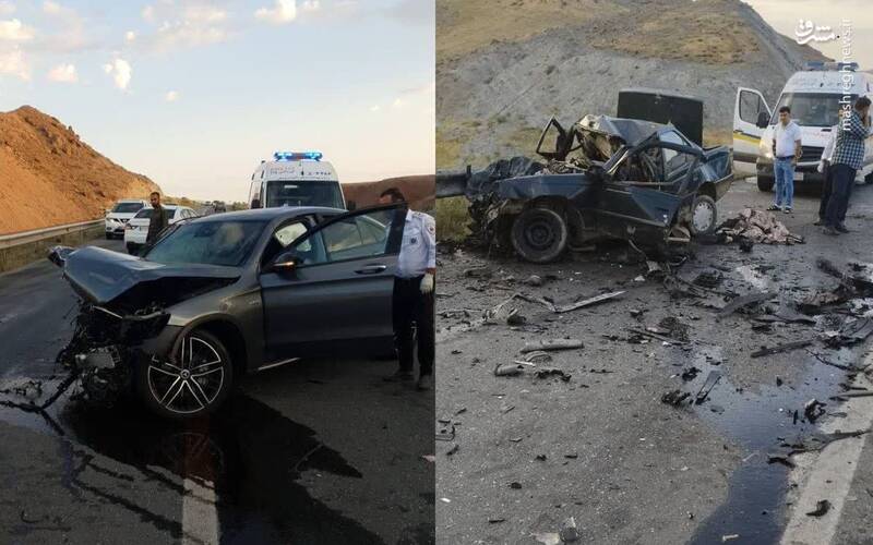 عکس/ تصادف خونین پژو با مرسدس بنز در جاده مرند-جلفا
