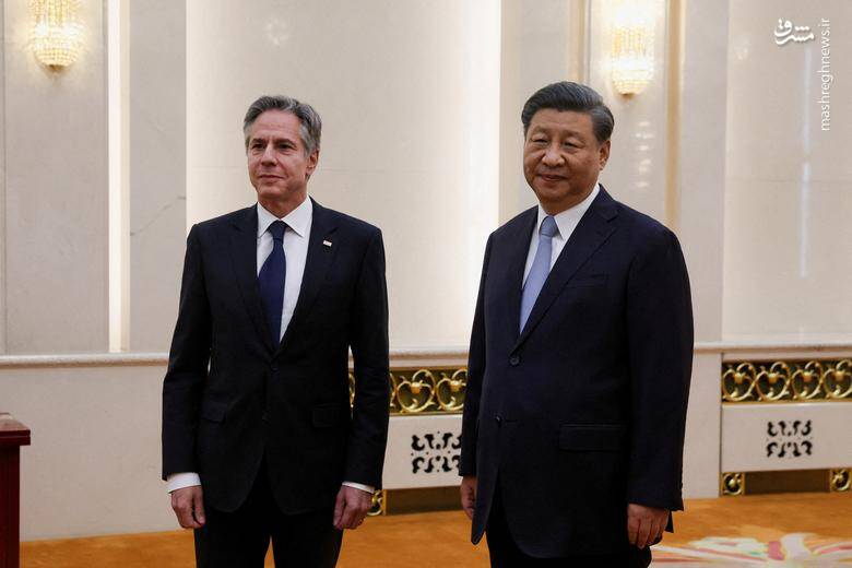 آنتونی بلینکن وزیر امور خارجه آمریکا با شی جین پینگ رئیس جمهور چین در تالار بزرگ مردم در پکن، دیدار کرد.