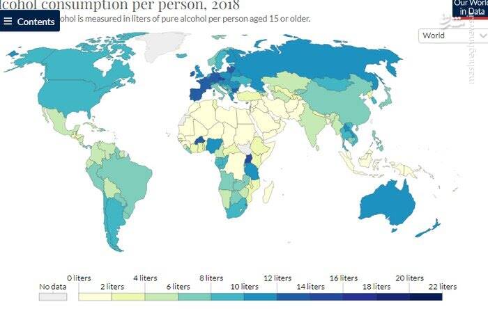 آمار جهانی مرگ و میر در مصرف مشروبات الکلی