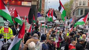 حامیان فلسطین مقابل سفارت رژیم صهیونیستی در لندن تجمع کردند