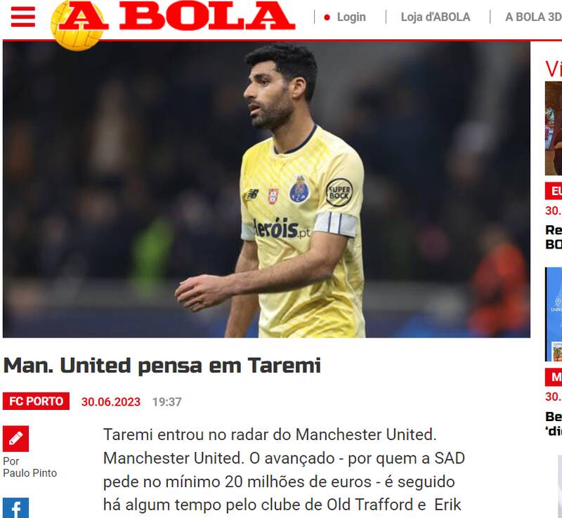 منچستریونایتد پیگیر وضعیت طارمی/ تمایل «تن هاگ» به مهاجم ایران